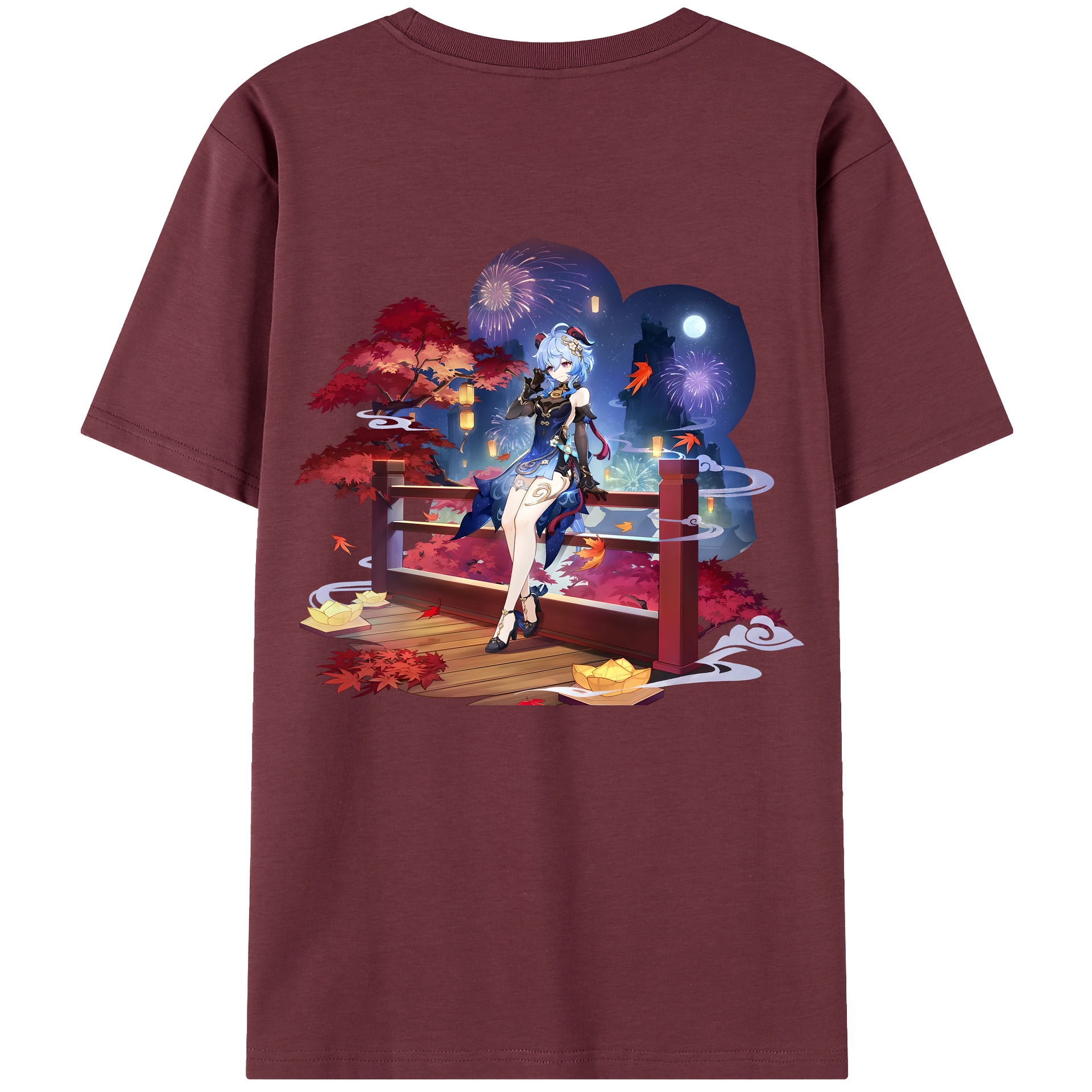 げんし神 甘雨 かんう genshin Ganyu 綿100％半袖Tシャツ（背面プリント）